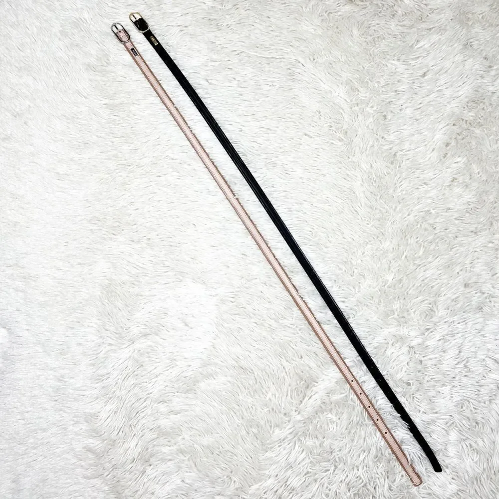 Calvin Klein Women's Skinny Belts Set of Two Black and Light Pink Size Medium‎